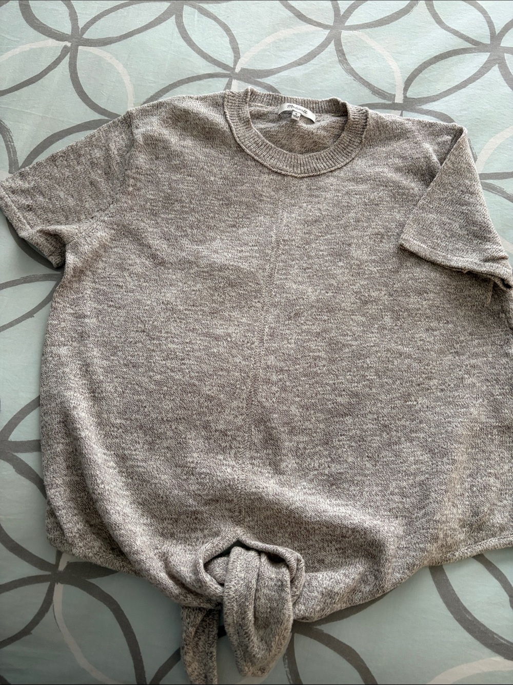 Madewell Heather Gray Short Sleeve Knit Tie-Hem Top